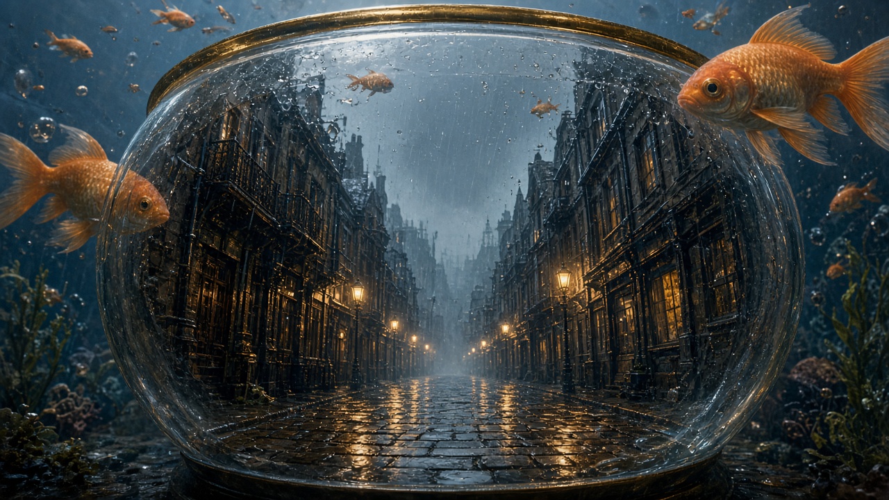 雨の金魚鉢街