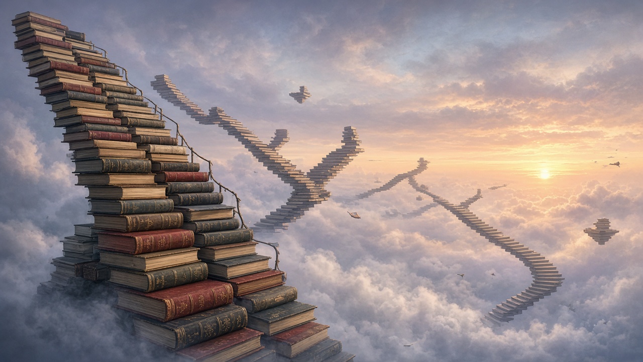 空中の図書館階段