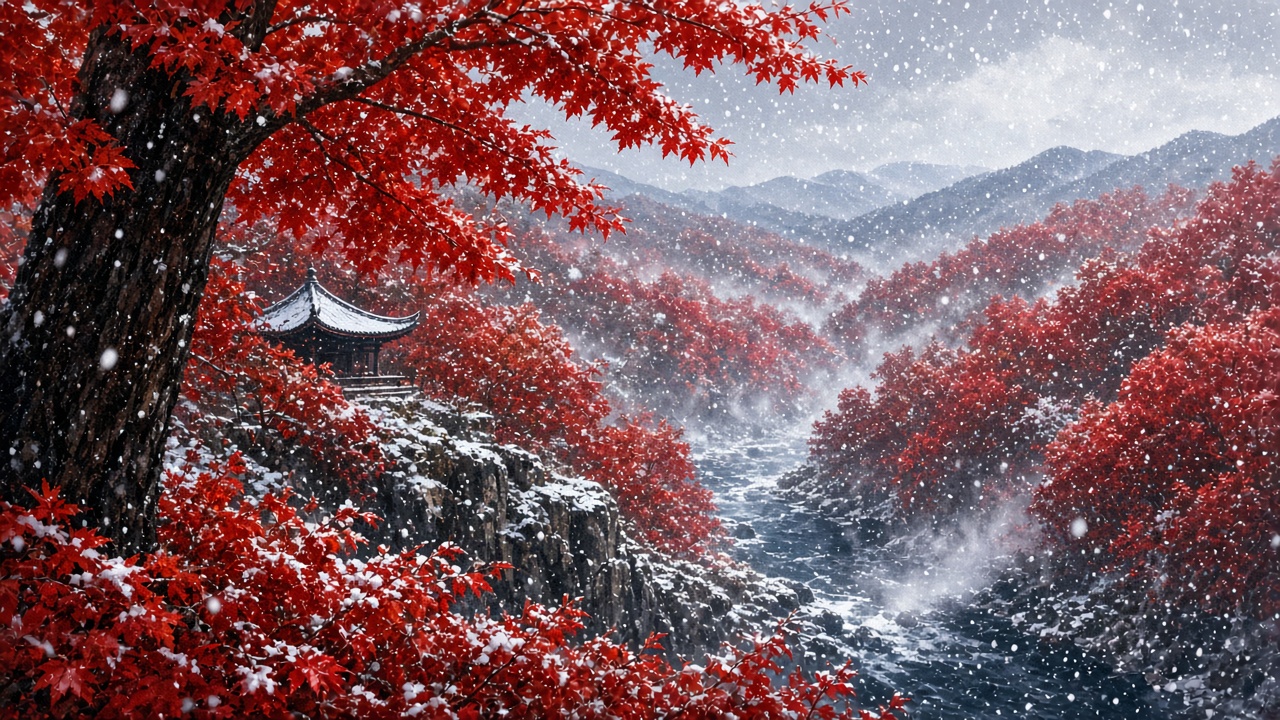 雪紅葉
