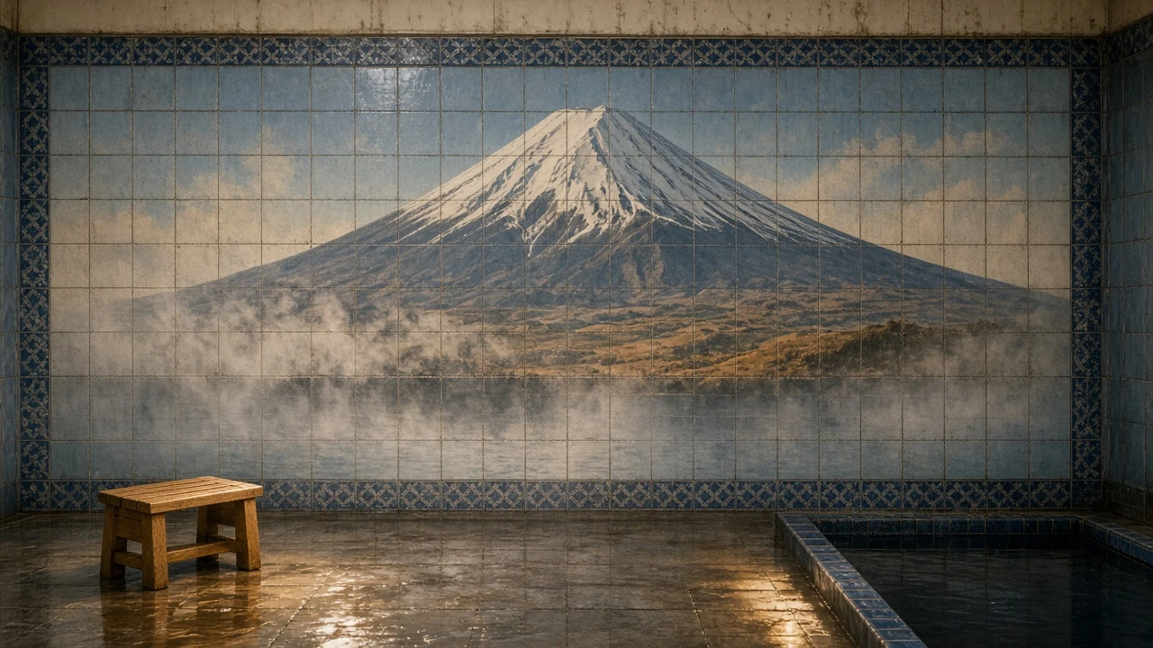 銭湯のタイル壁