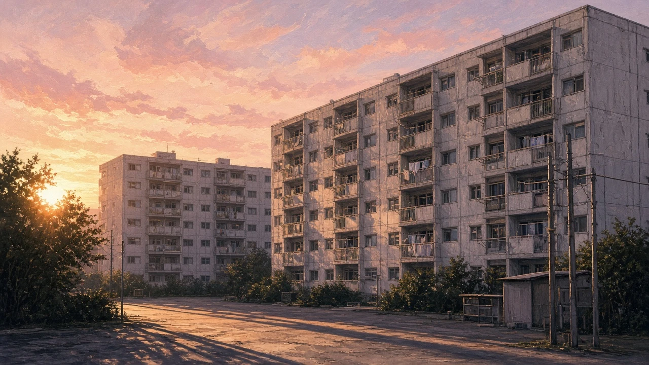 朝焼けの団地