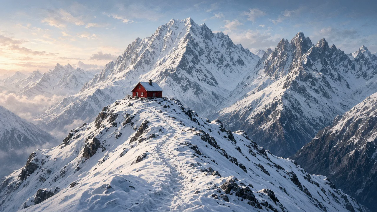 雪山の山小屋トレイル