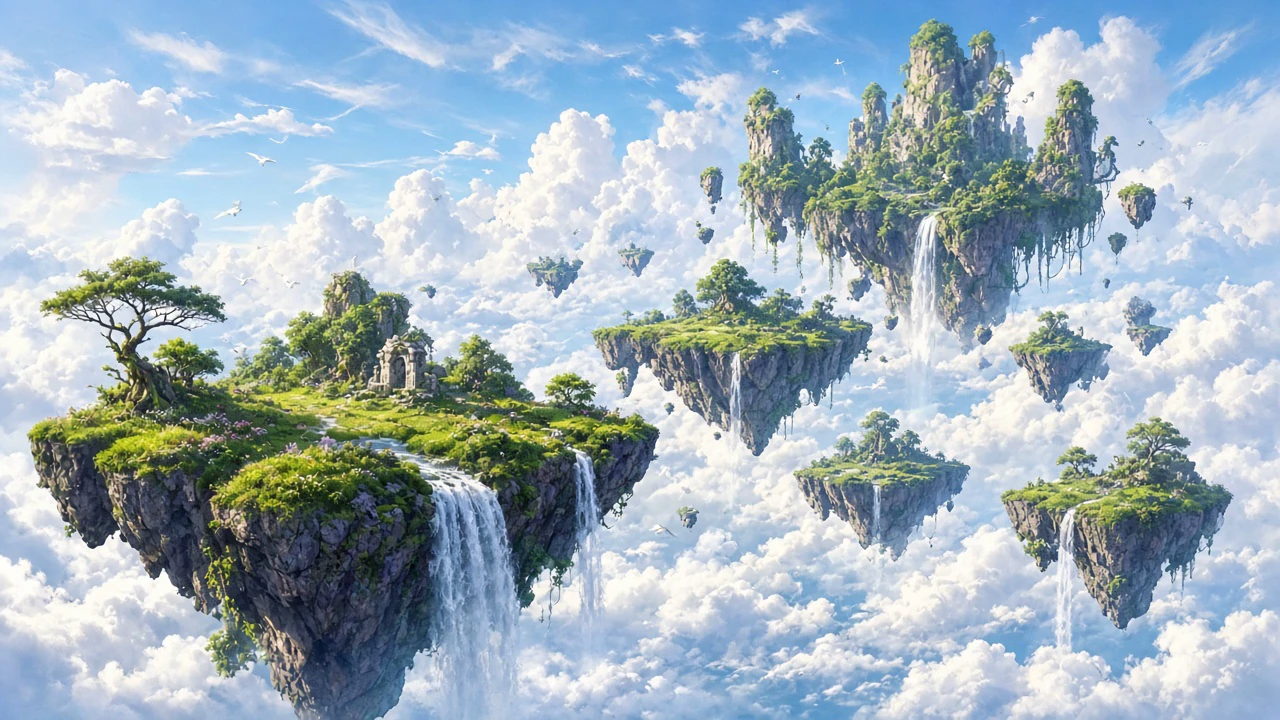 浮遊島の滝