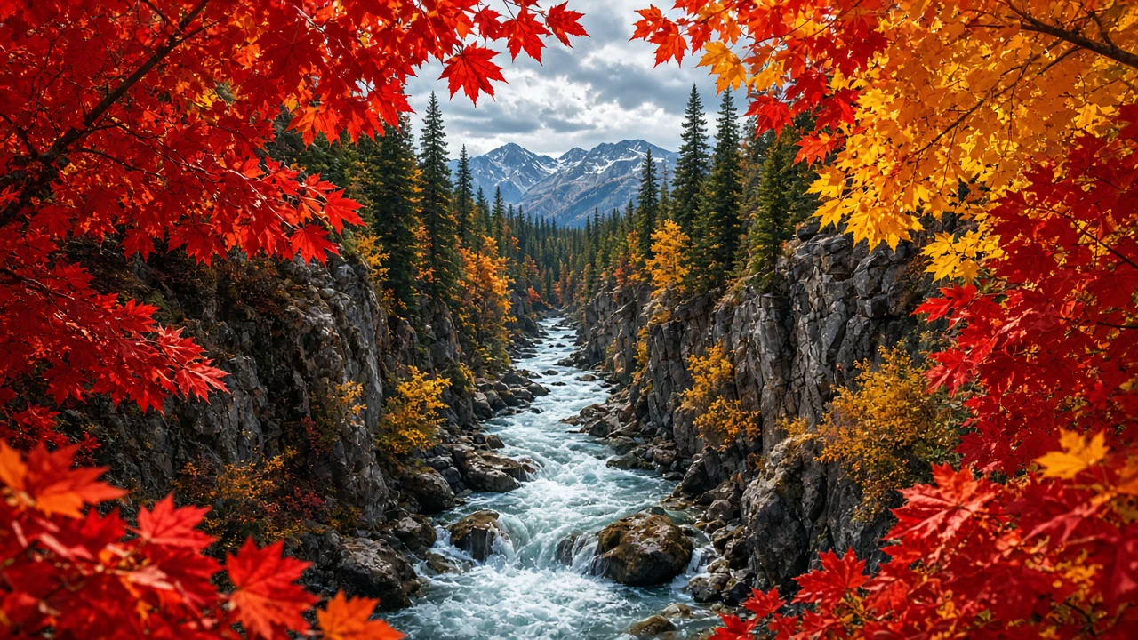 秋の渓谷と紅葉