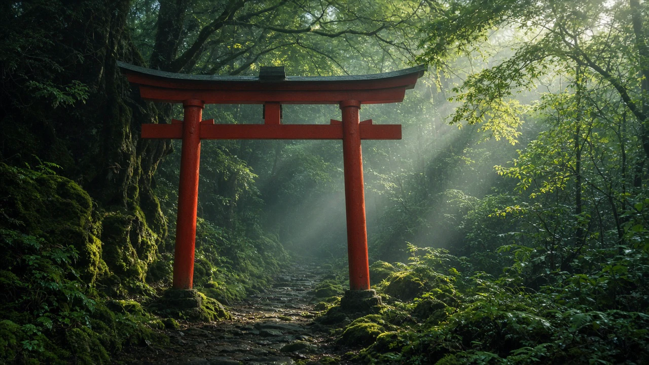 森の中の赤い鳥居